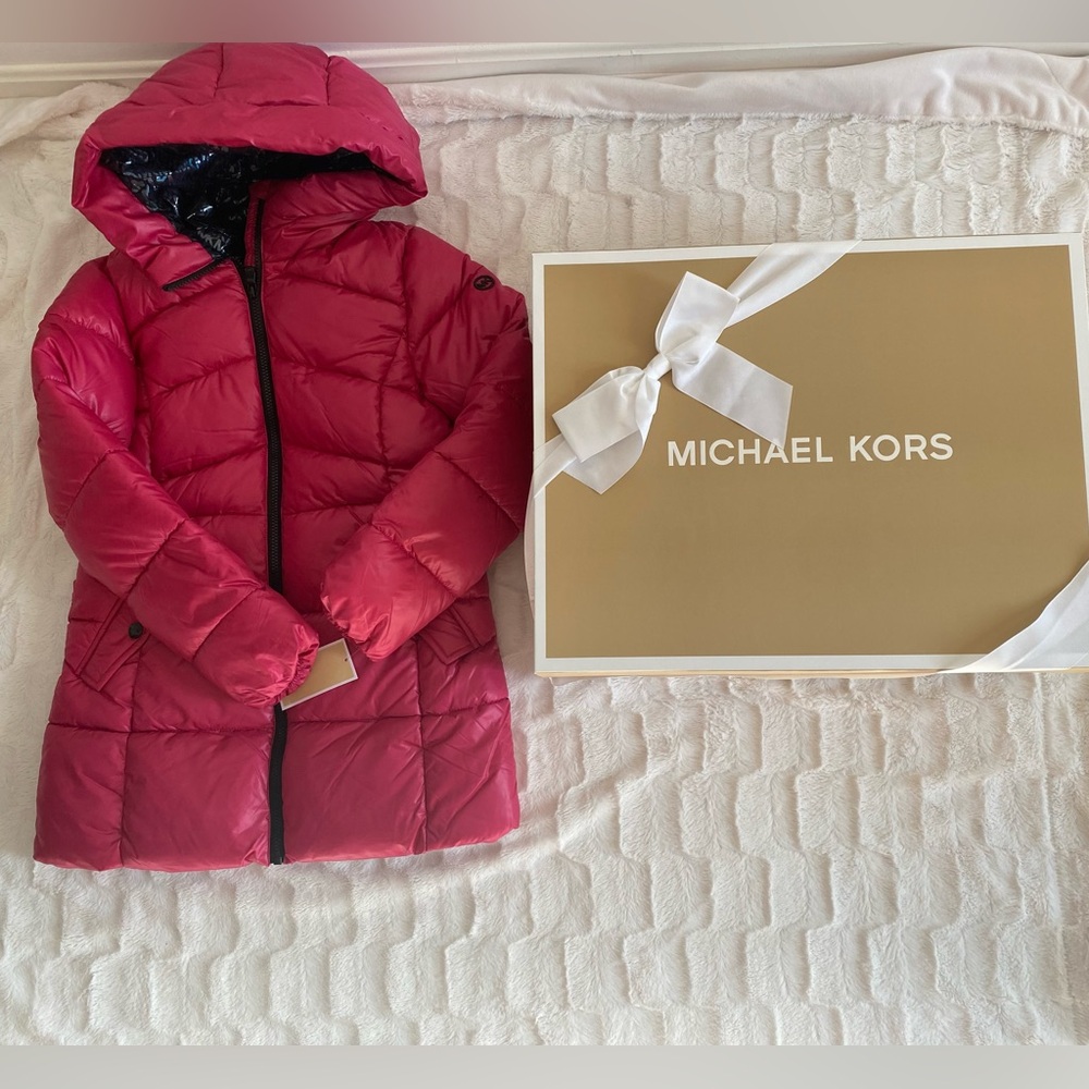 Michael Kors Pink Puffer Jacket With Gift Box